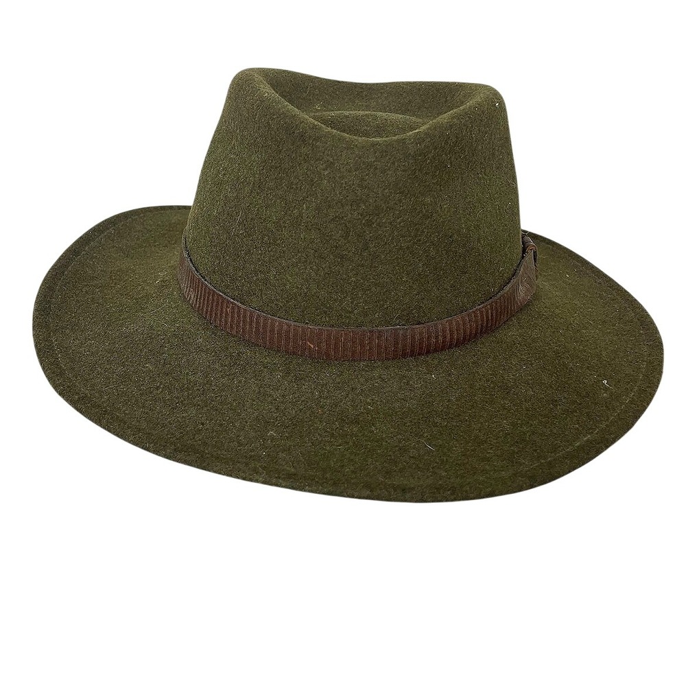 Broner LiteFelt 100% Wool Fedora Hat Green Tribly 90's Y2k Vintage Made USA 1995